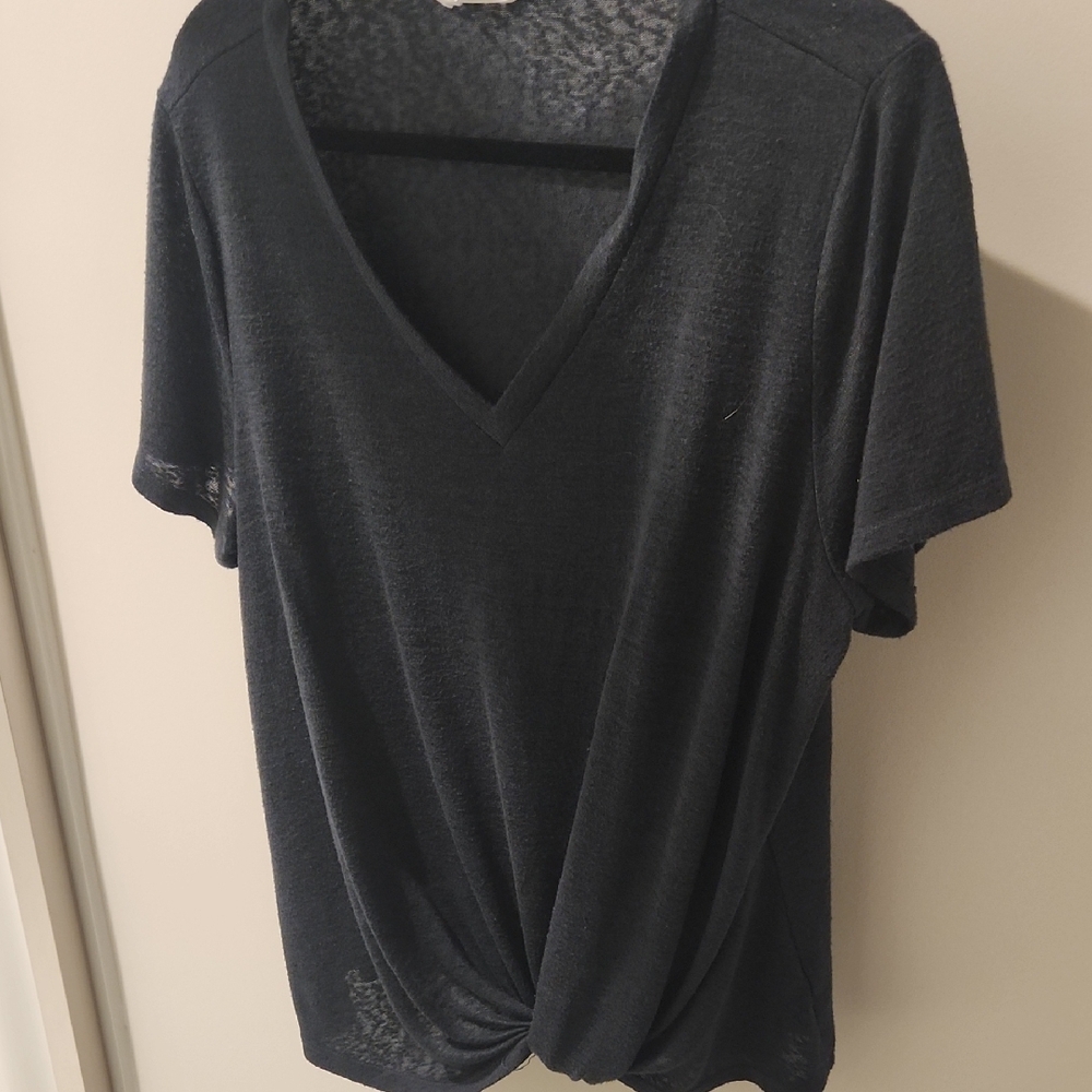 Caslon Black Short Sleeve Tie Front Tee